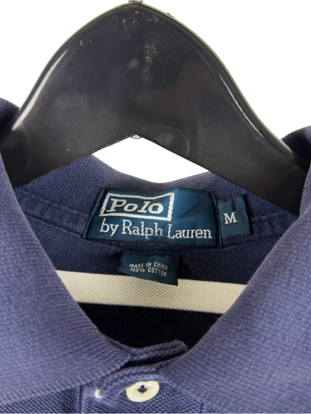 Vintage 2000s Polo Ralph Lauren Small Pony Blue Striped Polo Shirt Size M